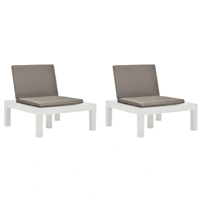 Afbeelding van Loungestoelen 2 st met kussens kunststof wit