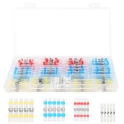 Afbeelding van 200 stuks krimpsoldeerconnectoren voor auto, boot met soldeertin, 4 maten, 26 10 AWG, marine, (wit, rood, blauw, geel)