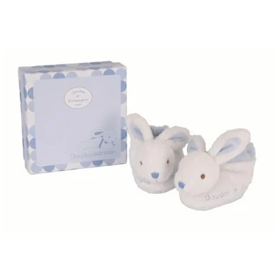 Image de Chaussons avec hochet Lapin Bonbon Doudou et Compagnie Bleu