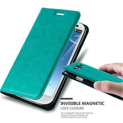 Afbeelding van Cadorabo Hoesje geschikt voor Samsung Galaxy S3 / NEO in BENZINE TURKOOIS Beschermhoes met magnetische sluiting, standfunctie en kaartvakje Book Case Cover Etui