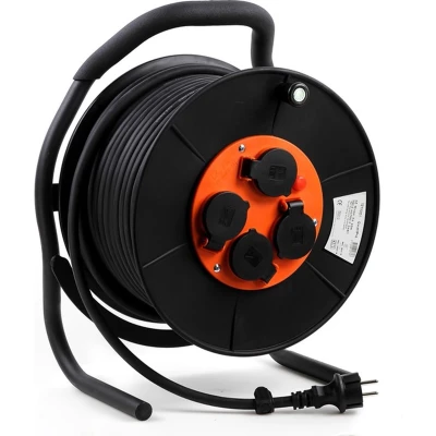 Afbeelding van Tieman Qwatt Pro kabelhaspel EZ Winder 3 x RA contactdozen 25 meter.