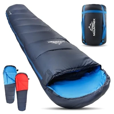 Afbeelding van MOUNTREX® Slaapzak Lichtgewicht &amp; Compact (750g / 1500g) Mummie Slaapzakken, Volwassene (205x75cm) Kamperen, Trekking, Wandelen 100GSM (zomer) 300GSM (3 4 seizoenen) Verwisselbaar