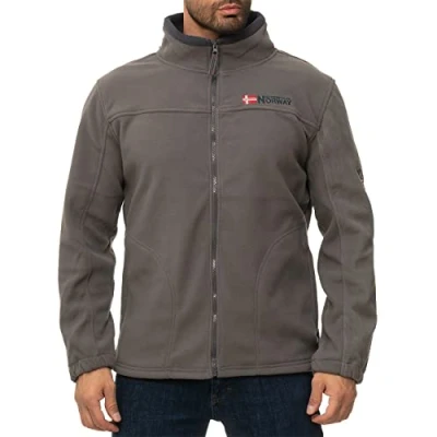 Afbeelding van Geographical Norway fleece jas voor heren met verborgen kap, functionele overgangsjas, volledige ritssluiting, opstaande kraag, wandelen in de open lucht, trekking.