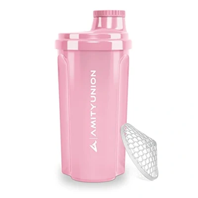 Afbeelding van Protein Shaker 700 ml&quot;Heaven&quot; lekvrij, BPA vrij met klikbare zeef en weegschaal voor romige wei shakes, gym fitness cups isolaten sportconcentraten, origineel in Koraalroze 700ml