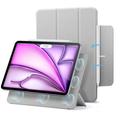 Afbeelding van ESR beschermhoes voor iPad Air 13 inch M2 (2024), Pro 12,9 (2022/2021), krachtige magnetische bevestiging, dunne met drie kleppen, pencil Pro/USB C, duurzame bescherming,