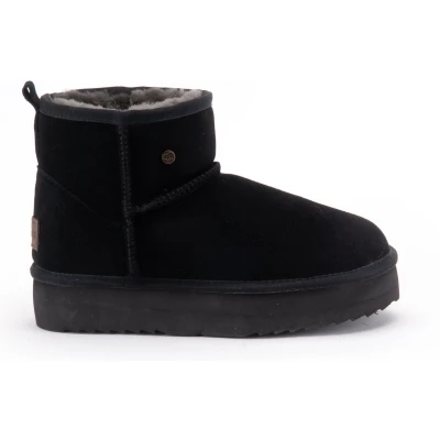 Afbeelding van Warmbat Wallaby Suede boot Plateau Dames Laarzen Zwart