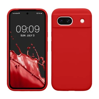 Afbeelding van kwmobile telefoonhoesje geschikt voor Google Pixel 8a Hoesje met siliconen coating Smartphone case in klassiek rood