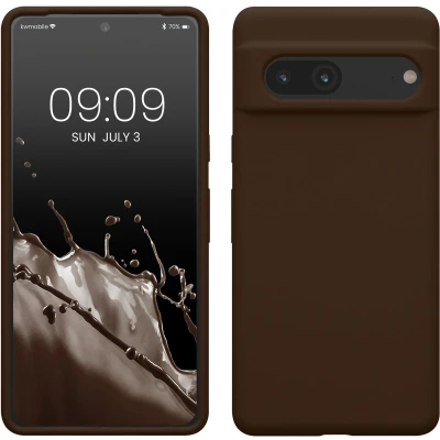 Afbeelding van kwmobile telefoonhoesje geschikt voor Google Pixel 7 Hoesje met siliconen coating Smartphone case in chocoladebruin