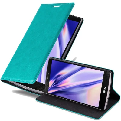 Afbeelding van Cadorabo Hoesje geschikt voor LG G4 / PLUS in BENZINE TURKOOIS Beschermhoes met magnetische sluiting, standfunctie en kaartvakje Book Case Cover Etui