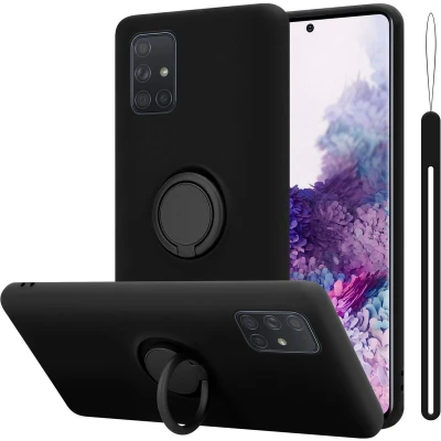 Afbeelding van Cadorabo Hoesje geschikt voor Samsung Galaxy A71 4G in LIQUID ZWART Beschermhoes van flexibel TPU silicone Case Cover met ring