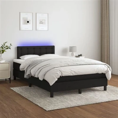 Afbeelding van vidaXL Boxspring met matras en LED stof zwart 120x200 cm