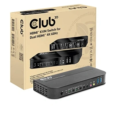 Image de Club 3D CSV 1382 Commutateur écran clavier souris/audio 2 x KVM / audio 1 utilisateur local de bureau AC