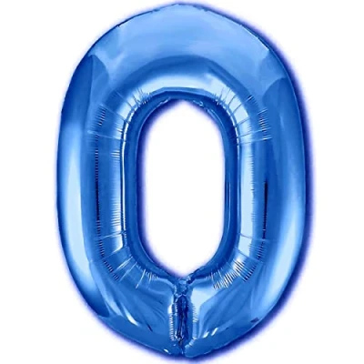 Afbeelding van Jonami Verjaardagsballon, cijfer 0, metallic blauw, XXL, 100 cm, verjaardagsdecoratie, jongens, lucht of helium