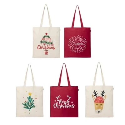 Afbeelding van Eco Right Esthetische canvas draagtas voor dames, schattig, modieus en herbruikbaar, school, winkelen, sportschool, bibliotheek strand, perfect cadeaus voor, De hele kersttas,