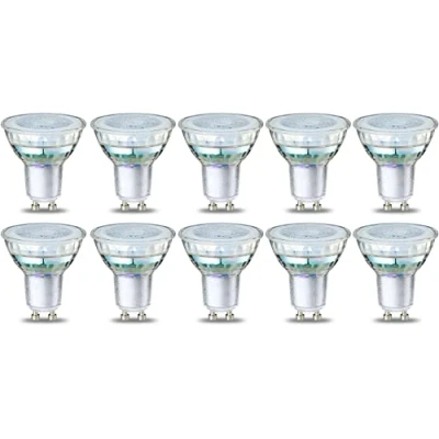 Afbeelding van Amazon Basics 10 x GU10 4W led spot lampen (komt overeen met 50 W), transparant filament, warm wit, niet dimbaar