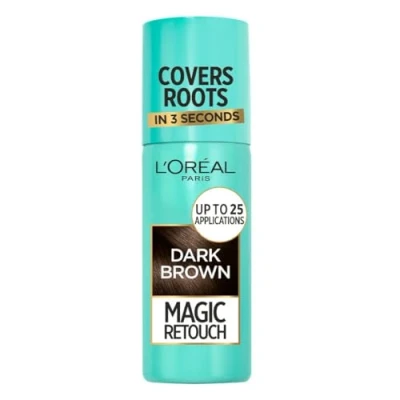 Afbeelding van L&#039;Oréal Magic Retouch Instant Root Concealer Spray ideaal voor het retoucheren van de hergroei grijze wortels, eenvoudig aan te brengen, lichte formule, kleur: donkerbruin, 75 ml