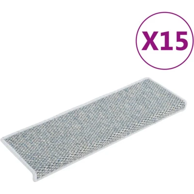 Afbeelding van Trapmatten zelfklevend 15 st sisal look 65x21x4 cm blauw