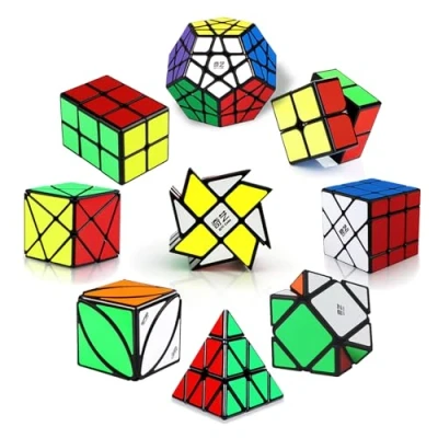 Afbeelding van ROXENDA Set van 10 magische kubussen 2 x 2, 3 3, piramide, dodecaëder, axis windmolen Fisher Ivy Speed Verzamelpuzzel voor kinderen en volwassenen