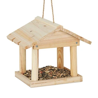 Afbeelding van Relaxdays vogelvoederhuis hangend vogelhuisje vogelhuis voederhuisje tuin hout