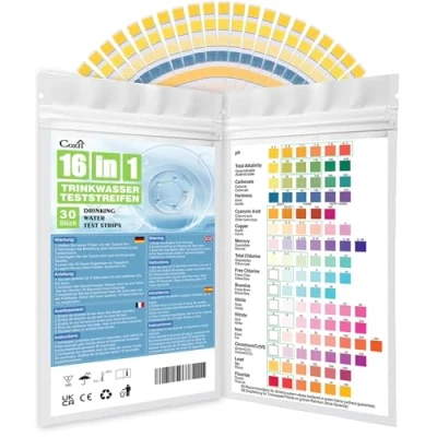 Afbeelding van COZII 30 stuks 16 in 1 drinkwaterteststrips voor drinkwater, snelle test, eenvoudige controle van de waterkwaliteit, waterteststrips met hardheid, lood, ijzer, koper