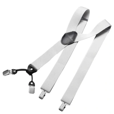 Afbeelding van DonDon Bretels voor heren, verstelbare bretels, 3,5 cm, cm breed, 4 clips, met Y vormig leer, elastisch, Lichtgrijs