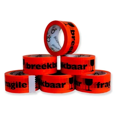Afbeelding van Verpakkingstape Breekbaar Acryl 48mmx66m doos a 36 rollen