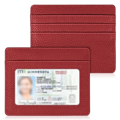 Afbeelding van Fintie Minimalistische slanke portemonnee met voorvak, RFID blokkering, creditcardhouder ID venster voor dames en heren, Klaprozen Rood, Modern