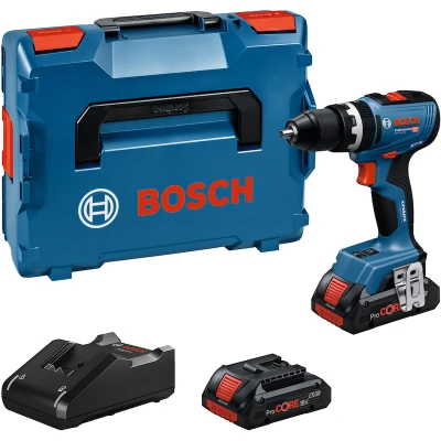 Afbeelding van BOSCH GSB 18V 65 accu klopboorschroefmachine met accessoireset 82 delig in L Case (2x 4,0Ah + lader) 06019N3307
