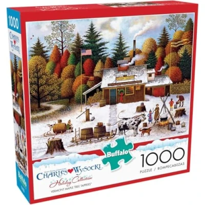 Afbeelding van Buffalo Games Charles Wysocki Vermont Maple Tree Tappers 1000 stukjes puzzel