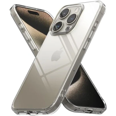 Afbeelding van Ringke beschermhoes compatibel met iPhone 15 Pro [Fusion], transparant, ultradun, robuust, stijf, achterkant, zacht, schokbestendig, voor Pro, accessoires, transparant