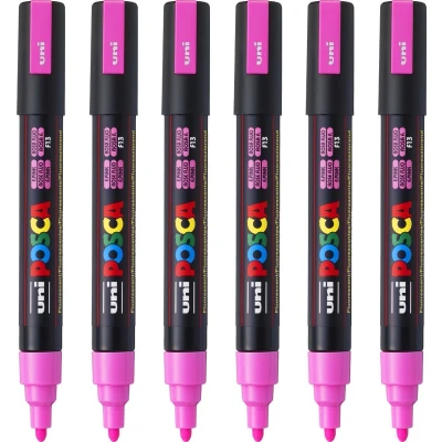 Afbeelding van Fluoriscerende Markeerstift POSCA PC 5M Roze (6 Stuks)