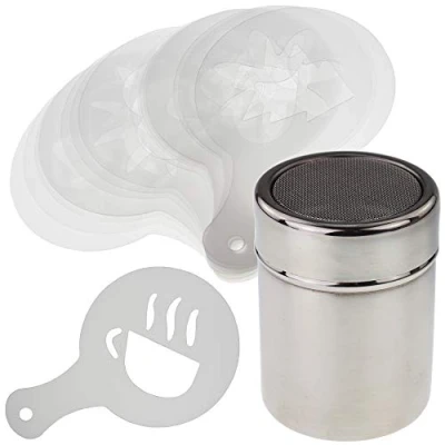 Afbeelding van Chocolade Shaker met 16 delige Koffie Stencils Set voor Liefhebbers Decoreren Cappuccino Latte Warme Cacao Cake Ontwerp Decoratie Duster