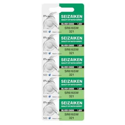 Afbeelding van Seizaiken Seiko 321 SR616SW horlogebatterijen, zilveroxide, 1,55 V, 0% Hg, 5 stuks