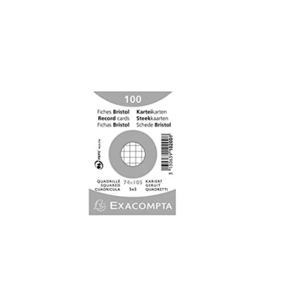 Afbeelding van 10x Pak 100 steekkaarten bristol in folie geruit 5x5 niet geperforeerd 74x105mm, Wit