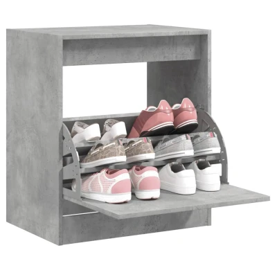 Afbeelding van Schoenenkast 60x42x69 cm bewerkt hout betongrijs