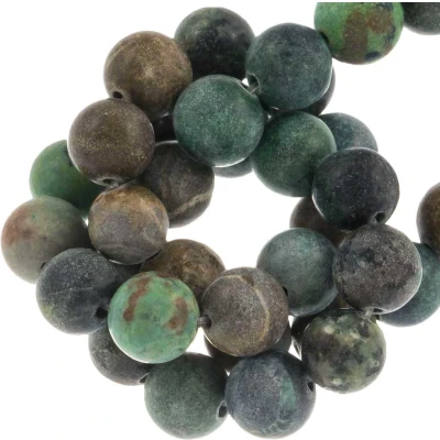 Afbeelding van Afrikaanse Turkoois Frosted Kralen (10 mm) 38 Stuks