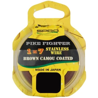 Afbeelding van Spro Pike Fighter 1x7 Stainless Wire Brown Camou Coated (20m) Maat : 40lb 0.50mm 18.2 kilo