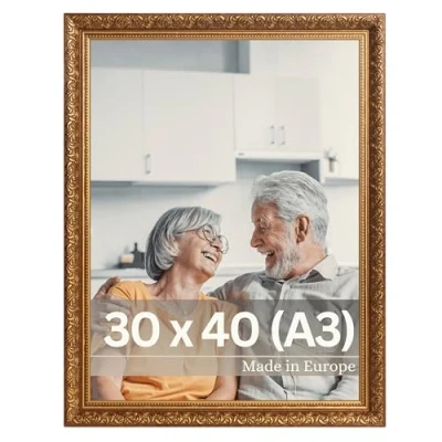 Afbeelding van Victor antieke fotolijst&quot;Rubens&quot; bruin goud in 30x40 cm Rand: 30x20 mm echt glas barok