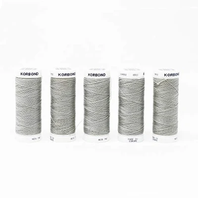 Afbeelding van Korbond 500 m polyestergaren grijs voor handnaaimachine krimpt niet ideaal patches, naaien, quilten, handwerk, reparaties en verfraaiing