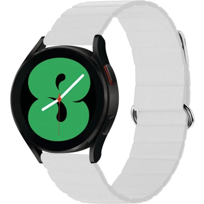 Afbeelding van iMoshion bandje Geschikt voor Samsung Galaxy Watch 3 / 4 (Classic) 5 (Pro) 6 Lederen 2.0 Wit