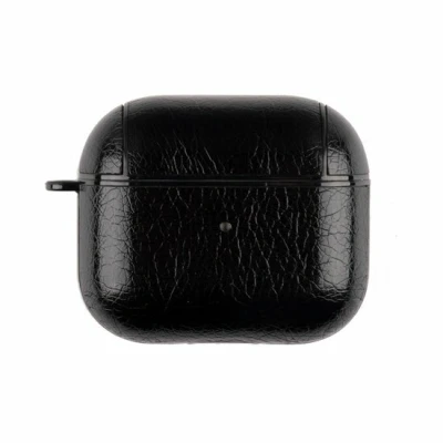 Afbeelding van AirPods 3 hoesje Leder Leather series Zwart Bescherming voor uw