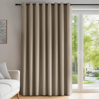 Afbeelding van Deconovo Thermisch Geïsoleerde Verduisterende Gordijnen, 254x214 CM (Breedte x Hoogte), Gordijnen voor Woon en Slaapkamer, Modern Ontwerp met Oogjes, Taupe, 1 Delig
