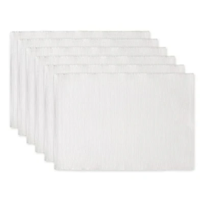 Afbeelding van DII Basic Everyday geribbelde placemats, 100% katoen, 33 x 48 cm, wit, 6 stuks
