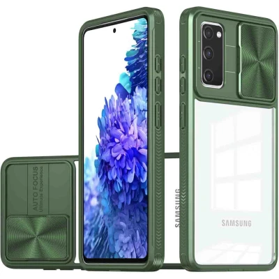 Afbeelding van iMoshion Hoesje Geschikt voor Samsung Galaxy S20 FE Camslider Backcover Donkergroen