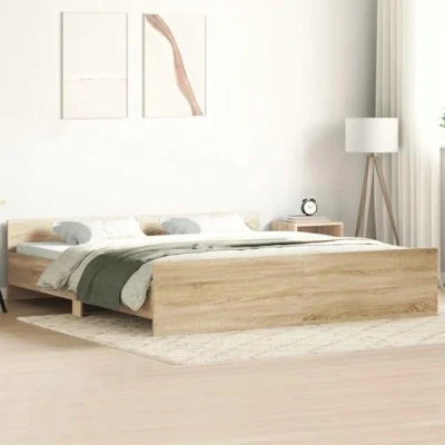 Afbeelding van Bedframe Bewerkt Hout Sonoma Eikenkleurig 100X200 cm 160 x 200 / eiken