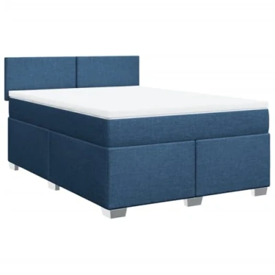 Afbeelding van vidaXL Boxspring met matras stof blauw 160x200 cm