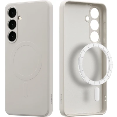 Afbeelding van imoshion Hoesje Geschikt voor Samsung Galaxy S24 FE Siliconen Color Backcover MagSafe Beige