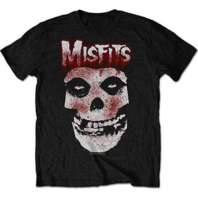 Afbeelding van Misfits Blood Drip Skull Heren T shirt S Zwart