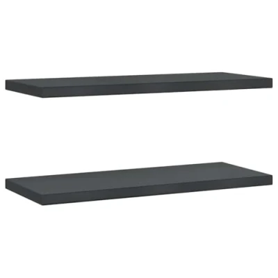 Afbeelding van Wandschappen 2 st 75x30x3 cm roestvrijstaal zwart