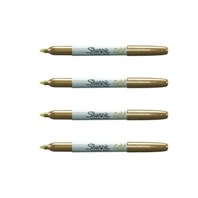 Afbeelding van Sharpie Set van 4 metallic permanente markers met fijne punt, goudkleurig